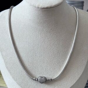 Pandora Necklace with Heart Lock